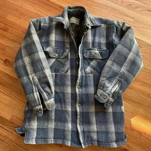 Vintage 90s Oversized Jacket Flannel Blue l SIZE M l Boho GorpCore Winter warm